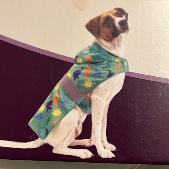 NWT Dog For Him (or her) Raincoat & Boots Hooded Green W/Dinosaurs Small - Picture 2 of 8